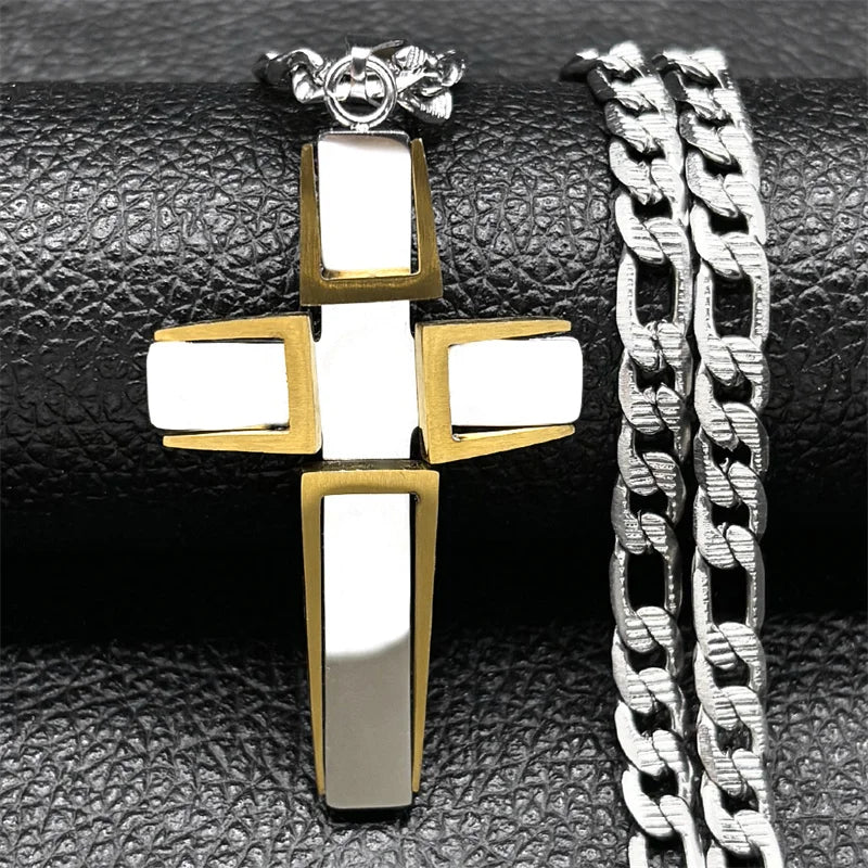 Gothic Cross Silver Pendant Punk Party Collar