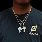 Iced Out Cross Pendant Necklace CZ Rectangle