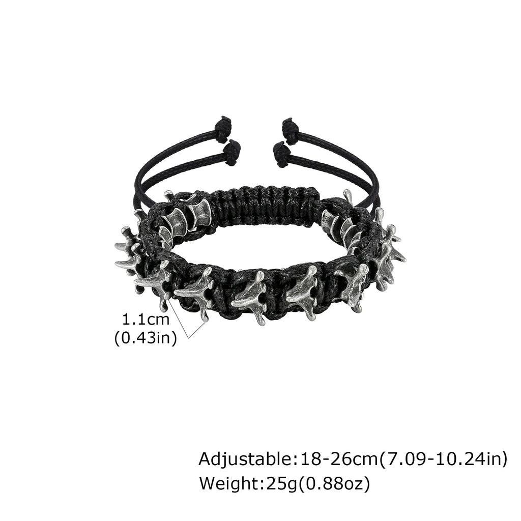 Rock Punk Dragon Spine Woven Bracelet for Men Boys,11MM Width Vintage Woven Metal Bracelet,Jewelry Gift for Him