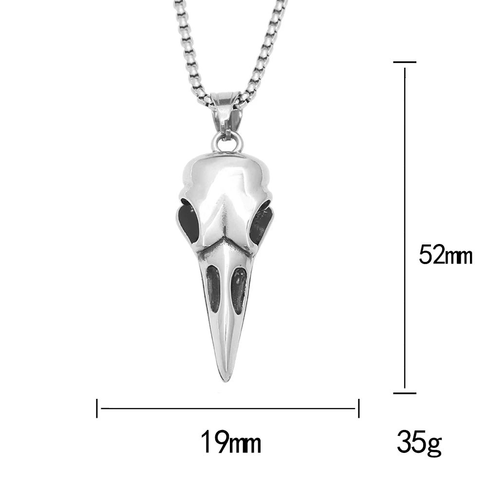 Viking Vintage Raven Skull Necklace Stainless Steel Odin Crow Pendant For Men Women Nordic Amulet Jewelry Gifts