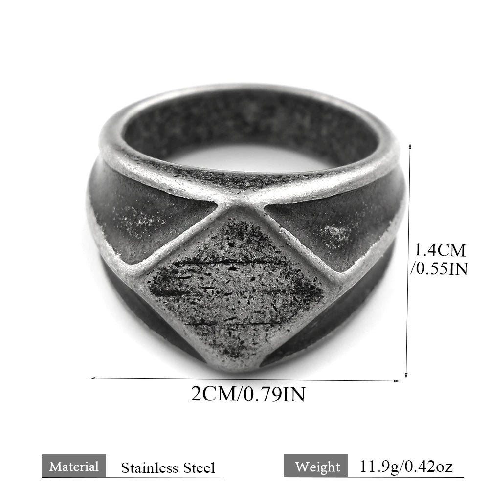 Vintage Geometric Rhombic Signet Ring — Stainless Steel