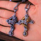 Gothic Skull Cross Dragon Pendant Necklace — Stainless Steel