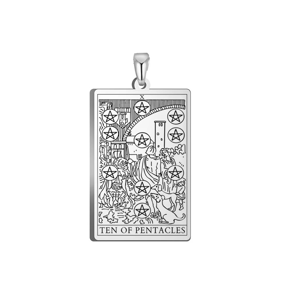Dawapara Pentacles Tarot Card Pendant for Necklace Stainless Steel Golden Black Jewelry Accessories Charms Pendants