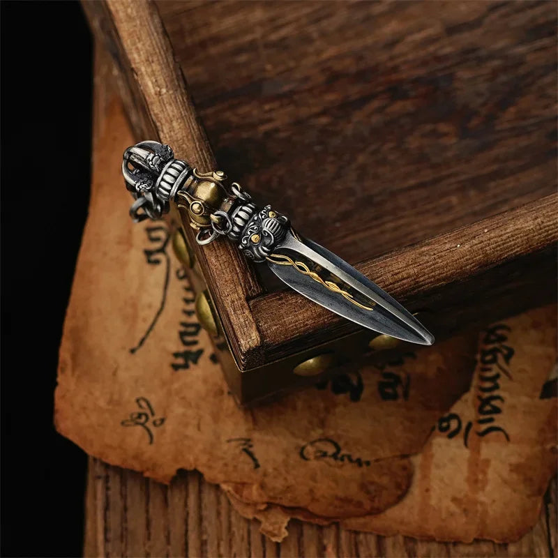 Retro Rotatable Vajvakilaka Pendant For Men Jewelry Lucky Blessing Vajra Male Amulet Necklace Accessories
