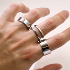 Retro 3 Stacking Rings Set Adjustable Open Ring For Men Gothic Punk Edgy Hiphop Silver-plated Copper Jewelry Accessories Gift