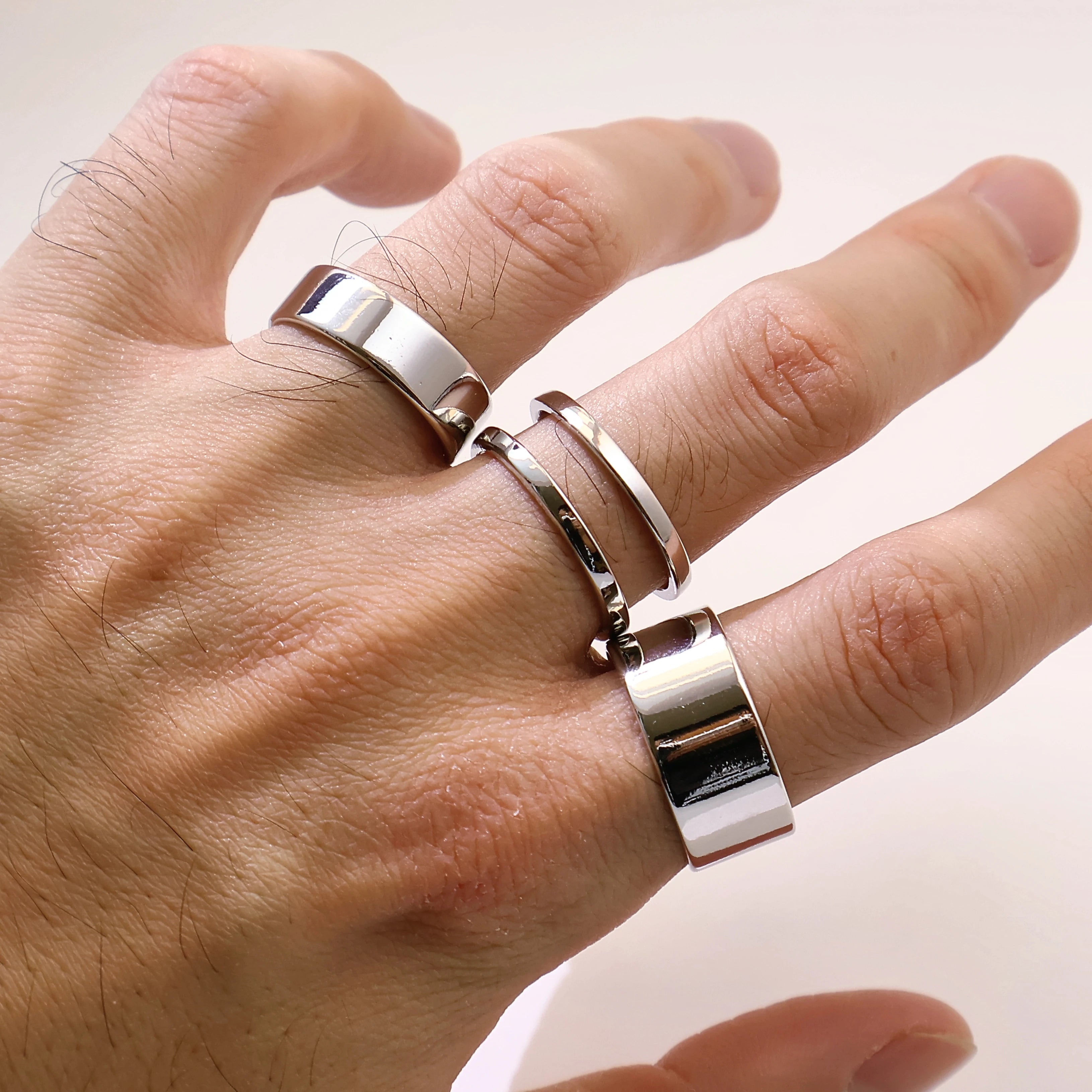 Retro 3 Stacking Rings Set Adjustable Open Ring For Men Gothic Punk Edgy Hiphop Silver-plated Copper Jewelry Accessories Gift