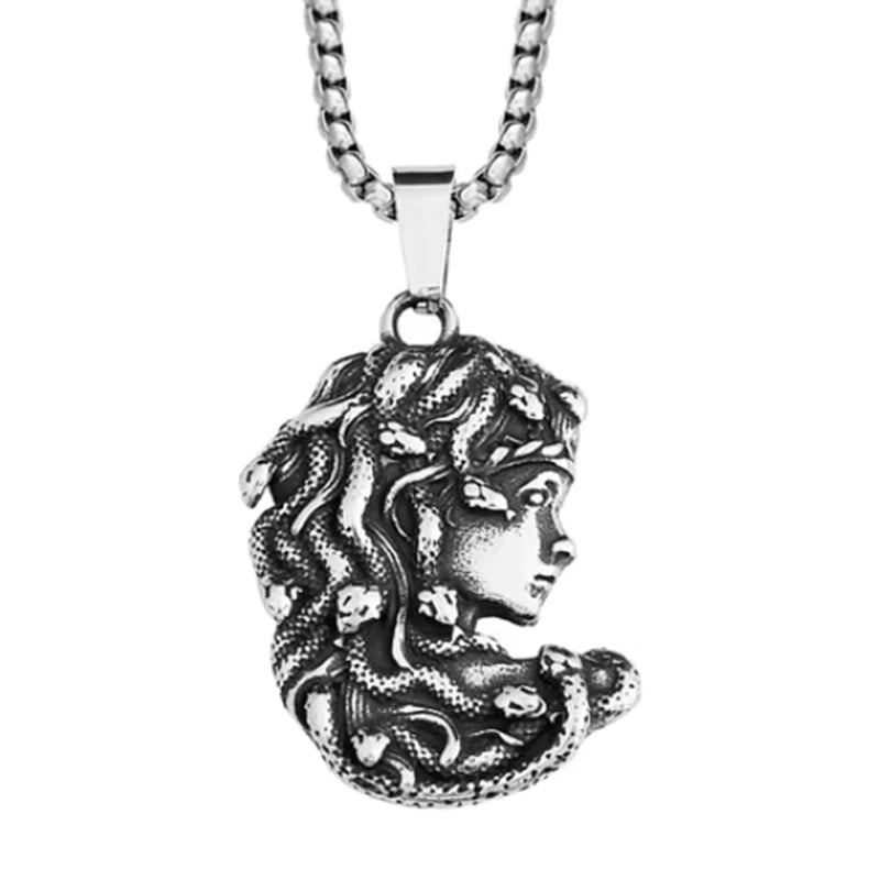 Small Medusa Gorgon Pendant — Stainless Steel