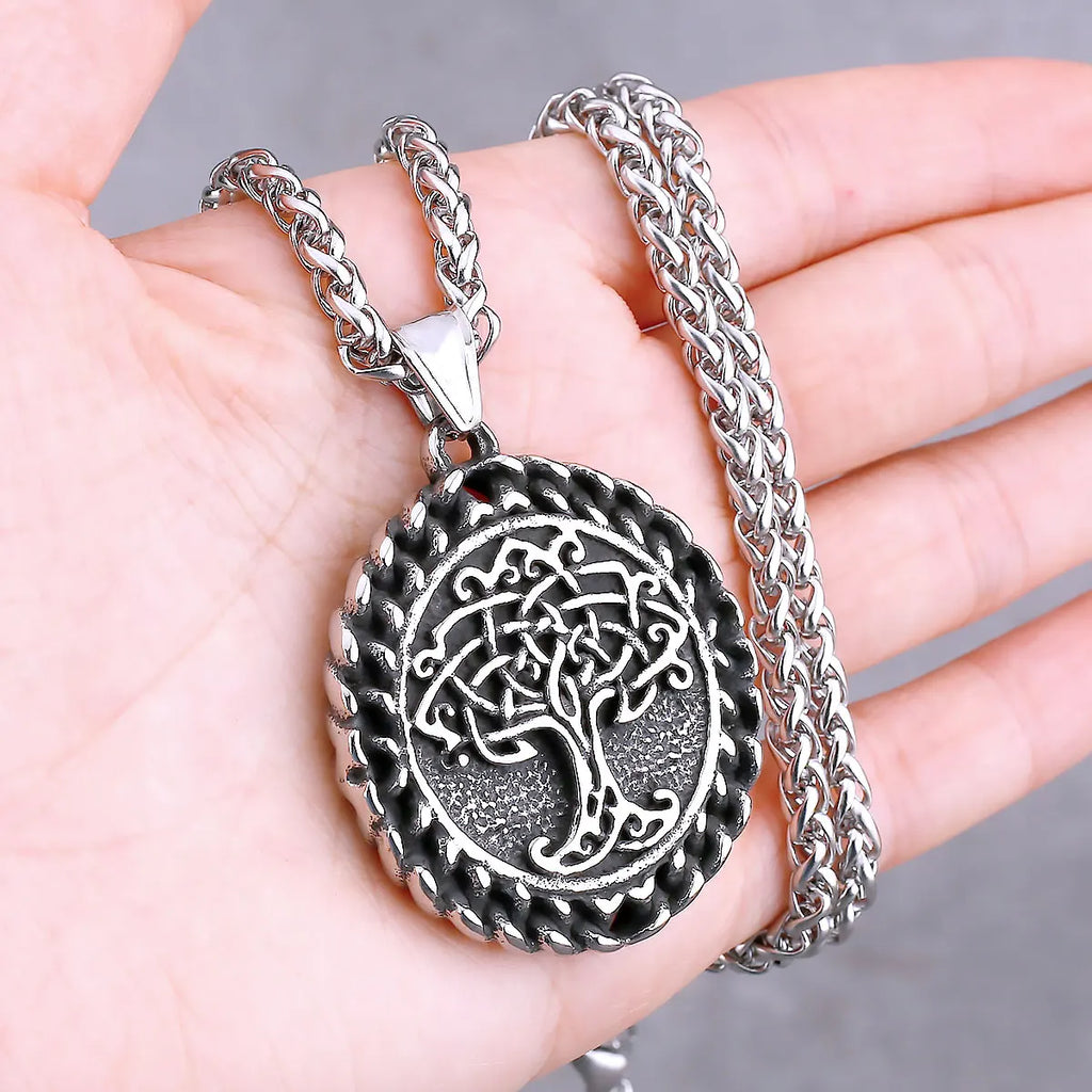 Nordic Vikings Tree of Life Odin Necklace Various Men Celtic Amulet Pendant Stainless Steel Vintage Charm Punk Jewelry