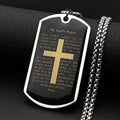 Lord's Prayer Our Father Glass Cross Necklace — Stainless Steel