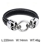 Gothic Double Skull Black Band Bracelet — Stainless Steel