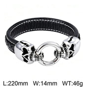 Gothic Double Skull Black Band Bracelet — Stainless Steel