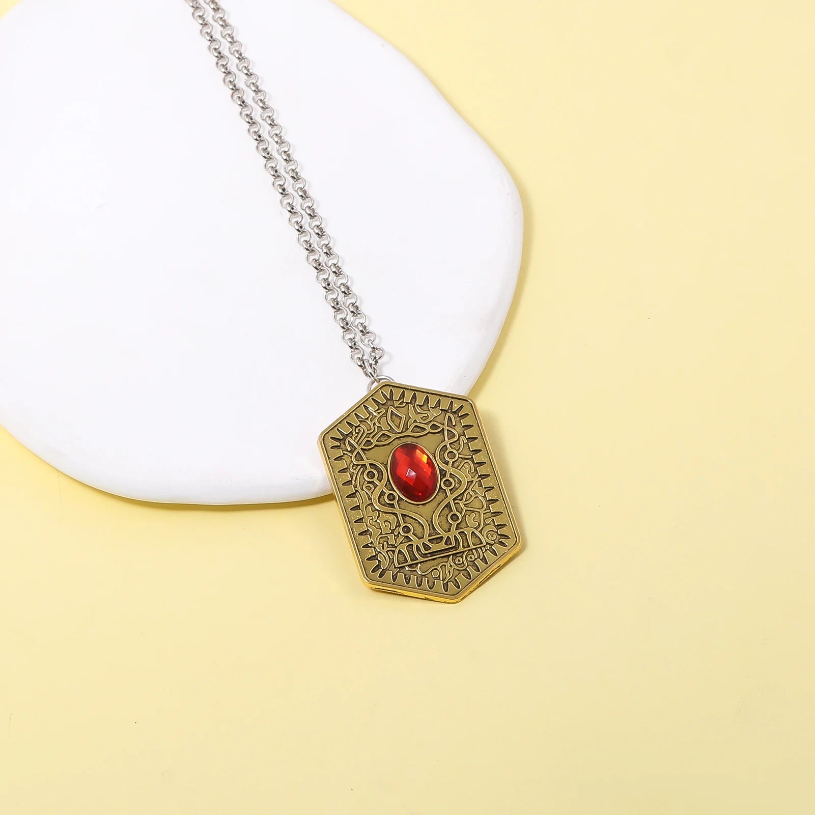 Ghost Child Heart of Damballa Vintage Ruby Necklace Ghost Child Movie Peripheral Vintage Totem Tag