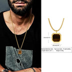Tiger Eye Lapis Stone Pendant — Stainless