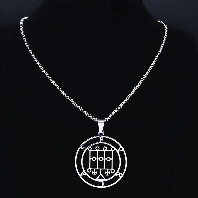 Satan Seal Silver Chain Necklace — Stainless Steel
