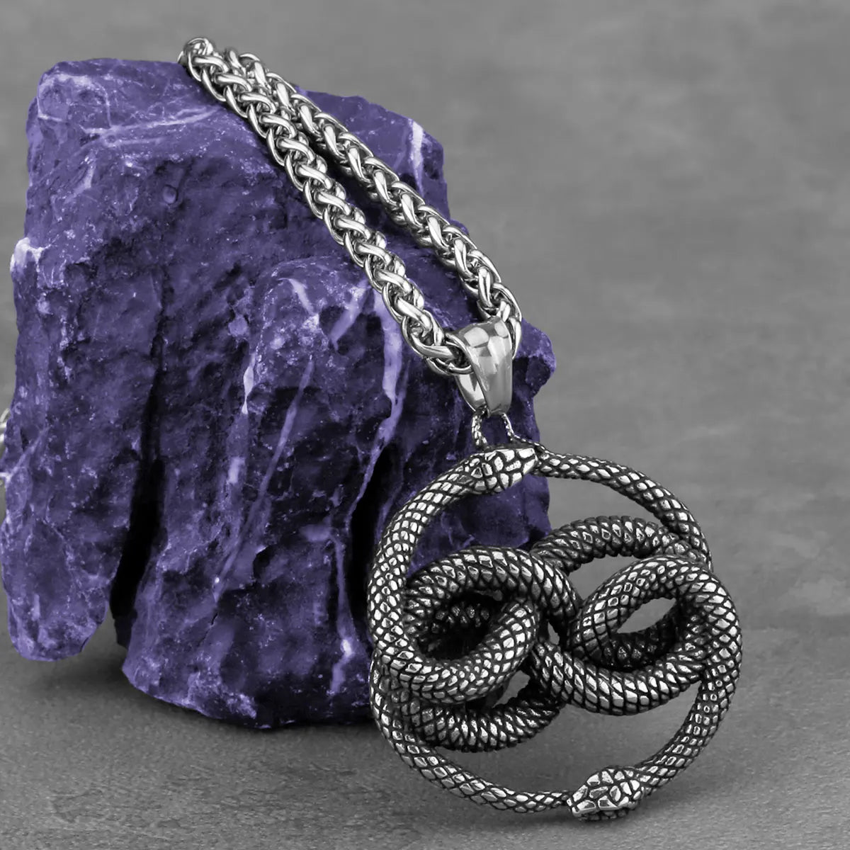 Vintage Double Snake Viper Python Necklace — Stainless Steel