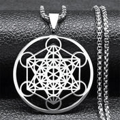 7 Chakra Metatron Sacred Geometry Stainless Steel Necklace