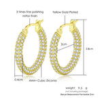 Two-Tone Iced Out Hoop Earrings CZ Silver Gold