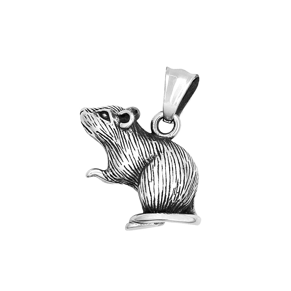 Gothic Mouse Stainless Steel Pendant Necklace
