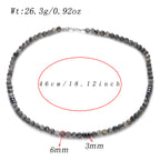 Fashion Mens Necklace 6mm Obsidian Tiger Eyes Stone Beaded Necklaces Minimalist Jewelry Homme Black Chokers Gift