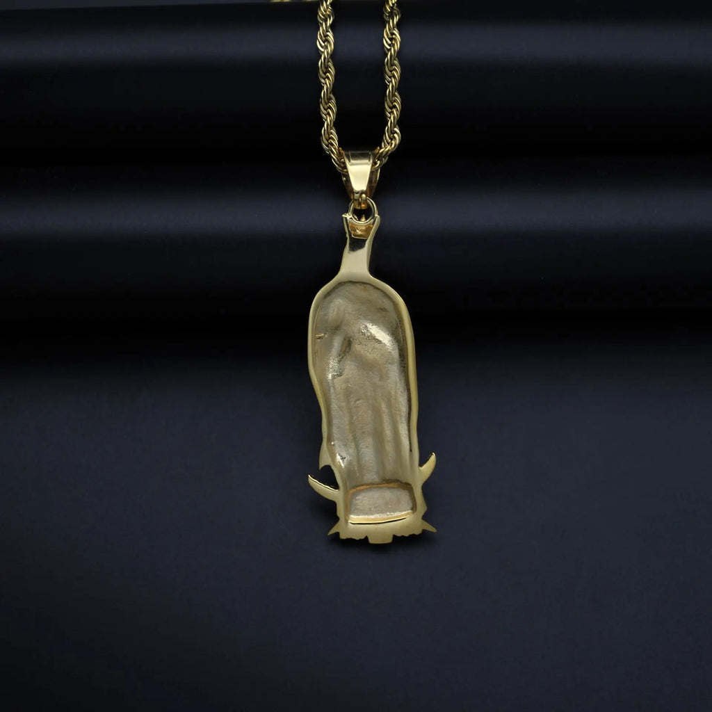 Religious Virgin Mary Pendant Amulet Necklace Stainless Steel Christian Jewelry rhinestone Prayer For Women Collar