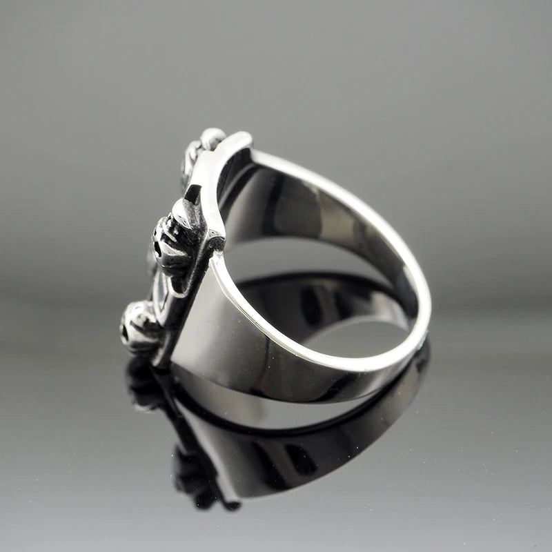 Iron Cross Skull Ring — Stainless Steel