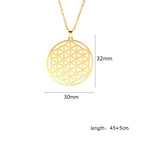 Flower of Life Sacred Geometry Necklace Stainless Steel Mandala Neck Chain Women Men Vintage Universal Spiritual Jewelry