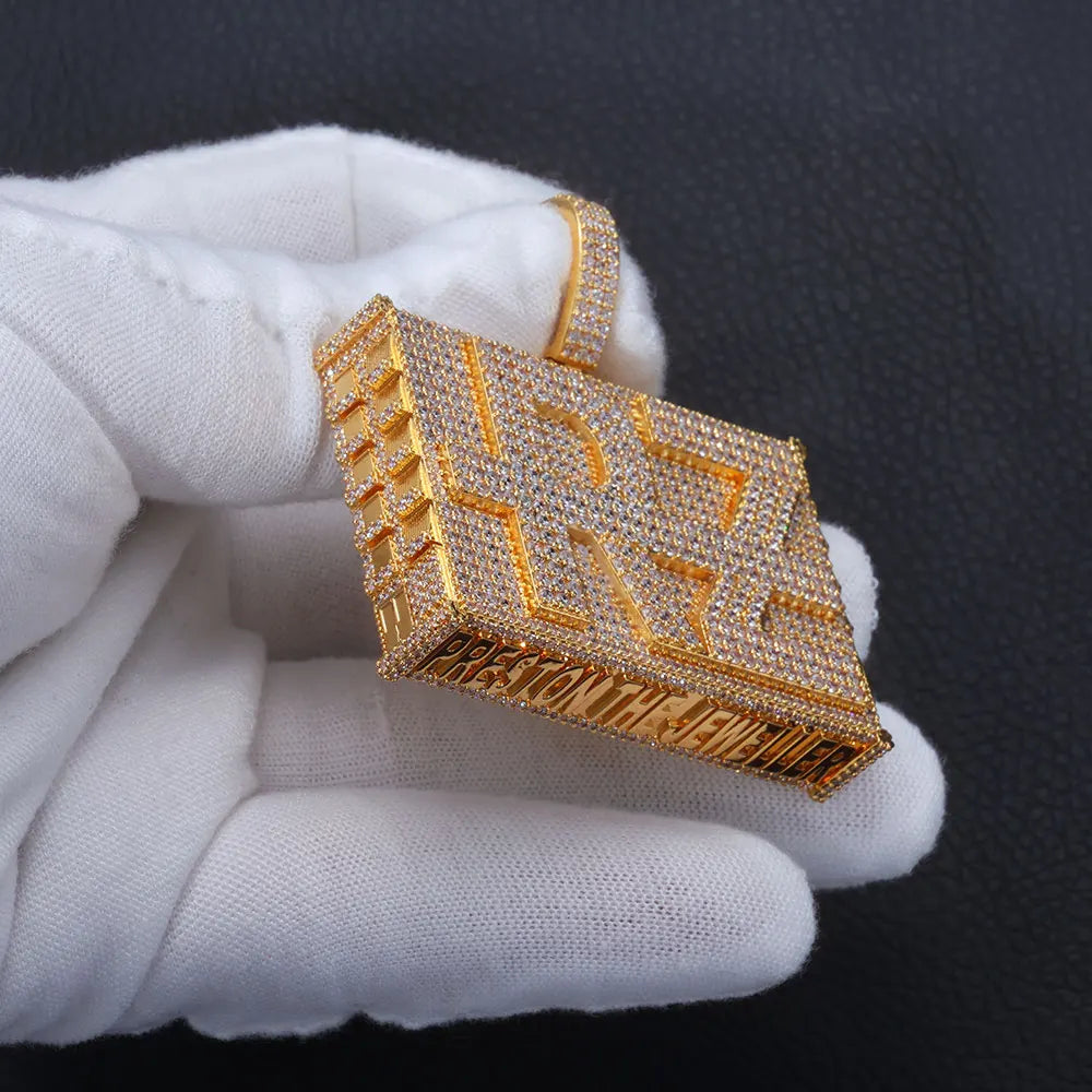 Iced Out Letter Pendant Square 2-Inch