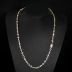 Gold Iced Out Tennis Necklace Colored Gemstone