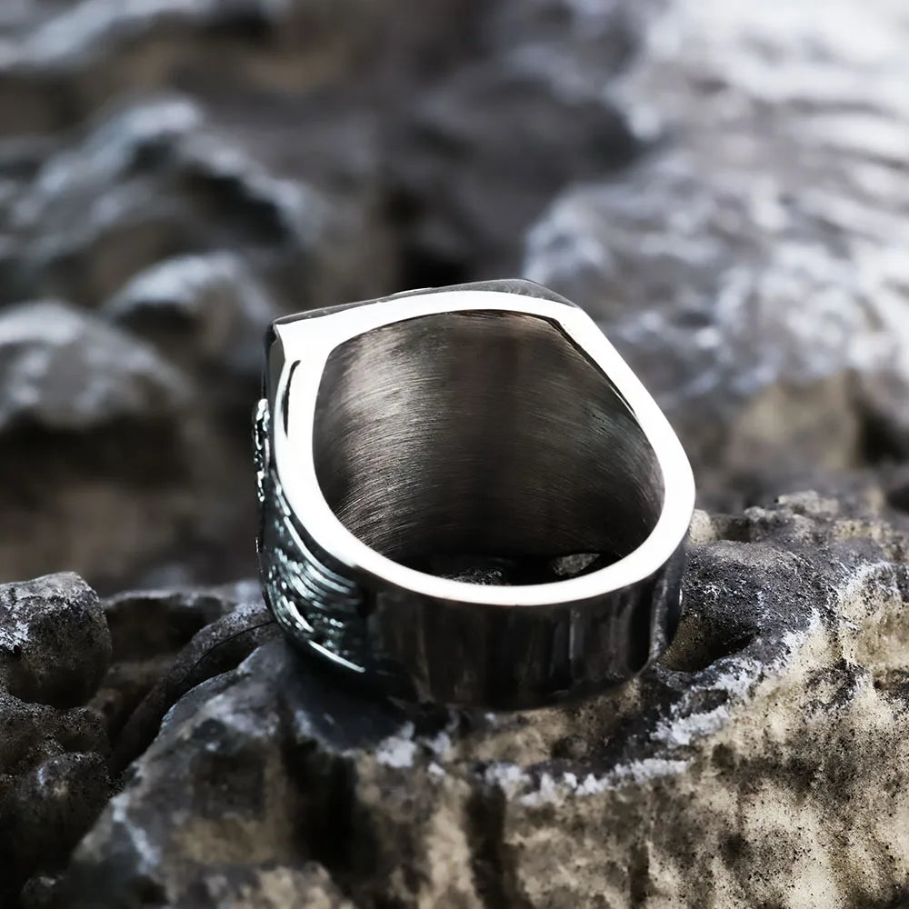 Fashion Retro Stainless Steel Punk Ring Solid Halloween Reaper Skull Rings