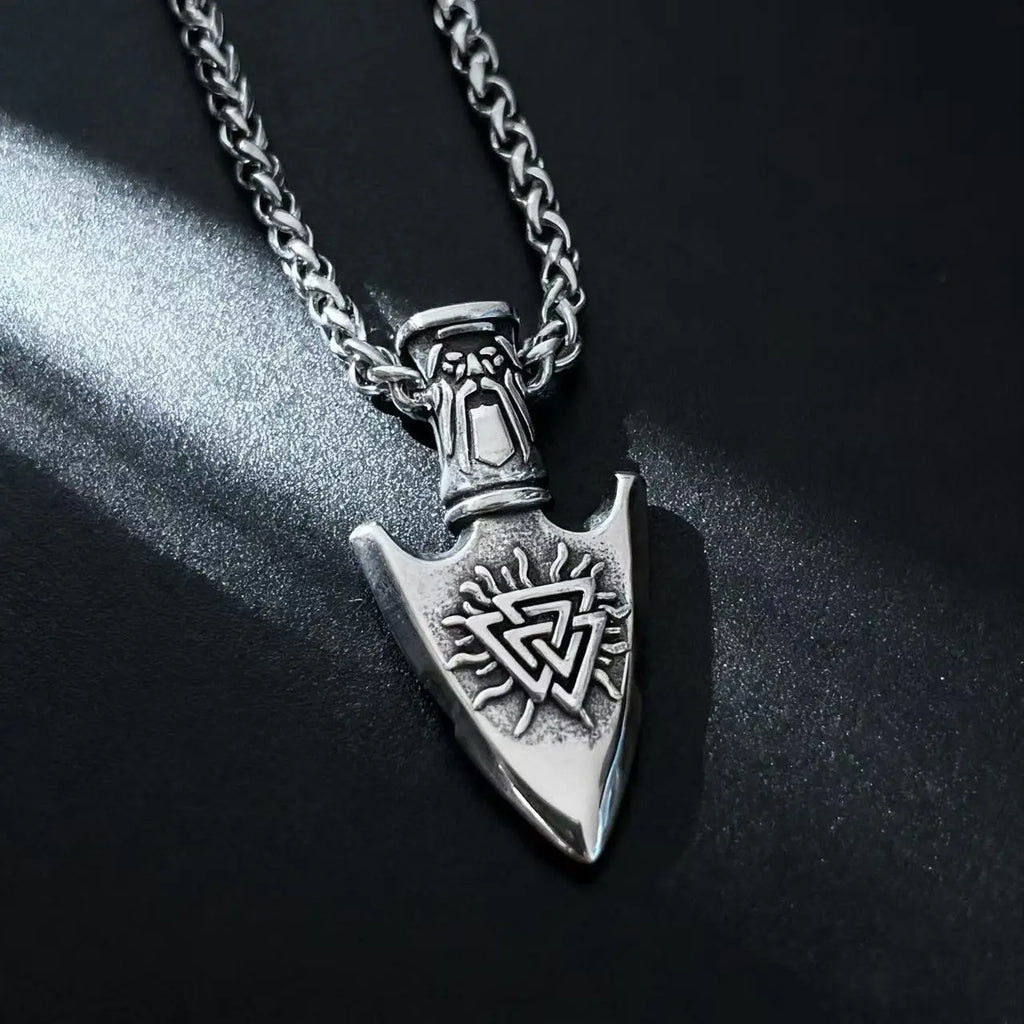 YQ 316L Stainless Steel Nordic Odin Viking Rune Spear Pendant Necklace For Men Punk Jewelry Accessories