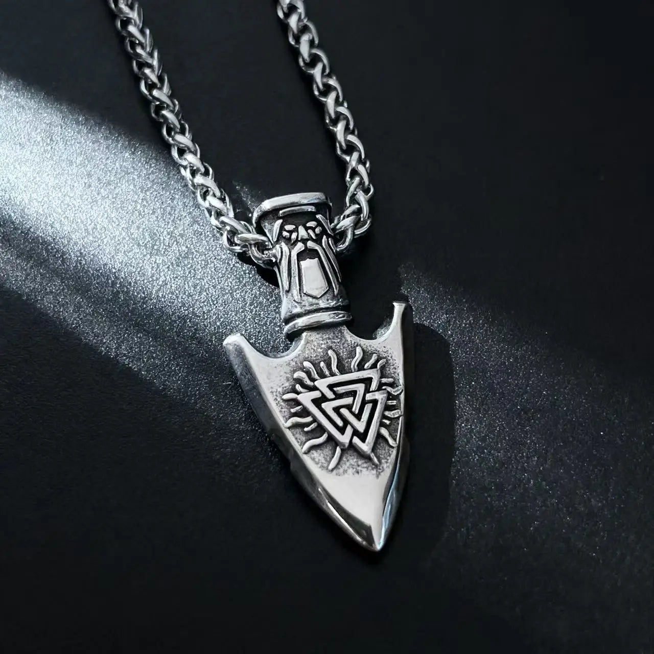 YQ 316L Stainless Steel Nordic Odin Viking Rune Spear Pendant Necklace For Men Punk Jewelry Accessories