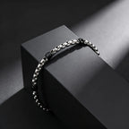 Fashion Simple Black Zircon Charm Bracelet for Men, Adjustable Waterproof Stainless Steel Chain Bracelets, Punk Stylish