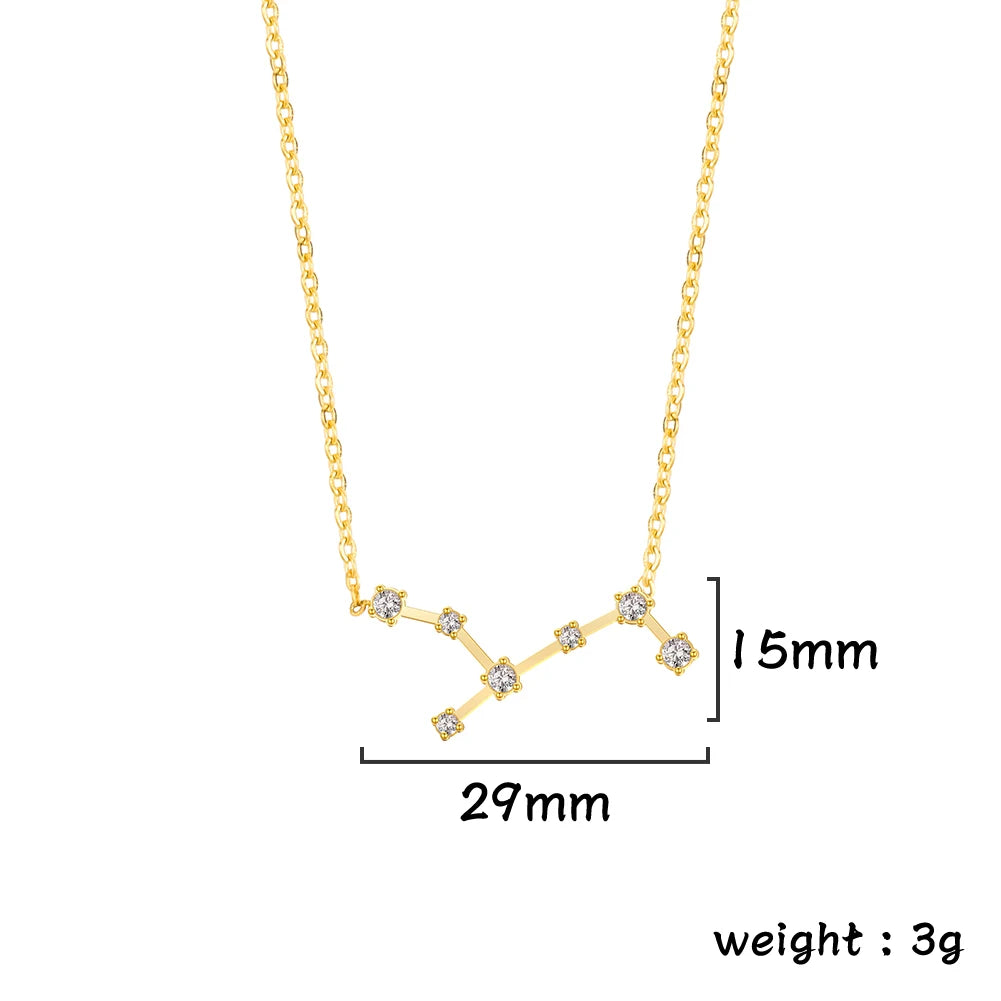 Unift Clear Zircon Zodiac Constellation Women Necklaces Star Sign Pisces Aries Taurus Pendant Fashion Horoscope Amulet Jewelry