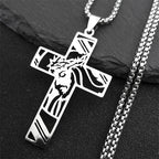Christ Jesus Cutout Pendant Necklace — Stainless Steel Box Chain