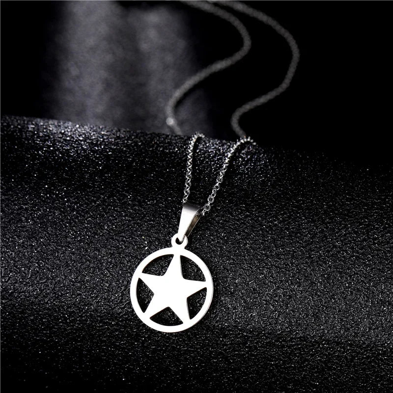 Star of David Heart Pendant Necklace — Stainless Steel