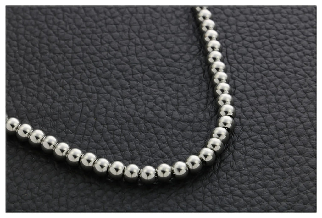 Round Bead Chain Necklace — Stainless Steel