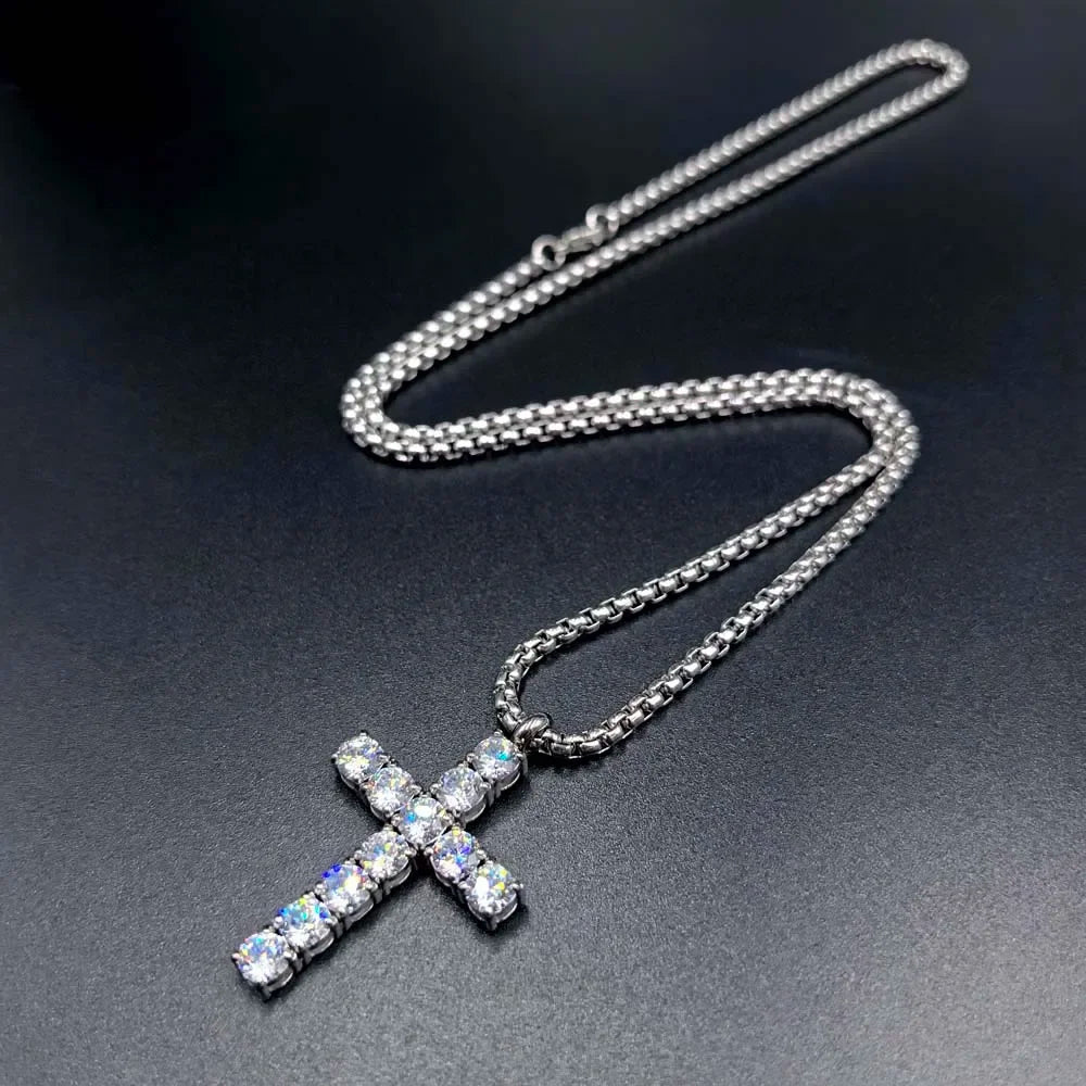 High quality 24K Gold Plated Jesus Christ Cross Pendant Hip hop Rap Golden Crucifixio Cuban Chain Necklace Men Jewelry