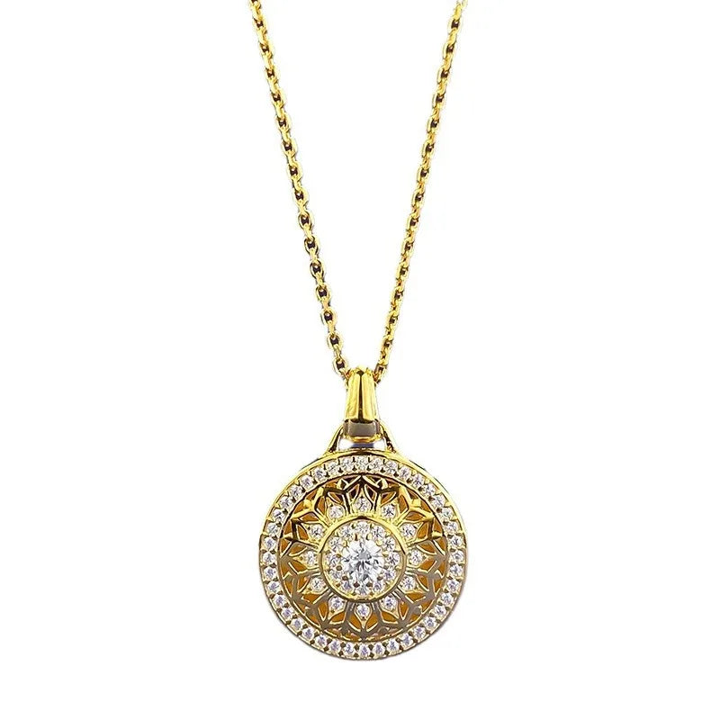 luxury real gold jewelry 24k certifid eight treasures compass pendant au999 pure gold necklace adjustable