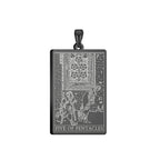 Dawapara Pentacles Tarot Card Pendant for Necklace Stainless Steel Golden Black Jewelry Accessories Charms Pendants