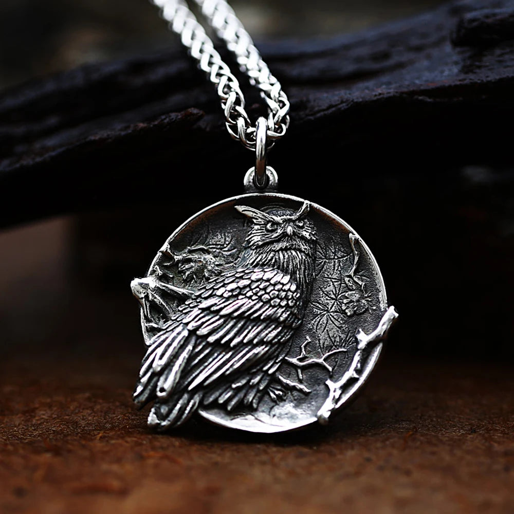 Vintage Viking Wolf Pendant Necklaces For Men Punk Street Rock Nordic Stainless Steel Odin Wolf Head Necklace Fashion Jewelry