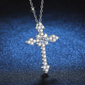 Women's PT950 Platinum Necklace - Full-Diamond Cross Moissanite Design, 50 Points & 1 Carat Options, Elegant Daily