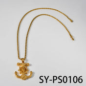 Cross Anchor Pendant Necklace — Gold-Tone Men's and Women's