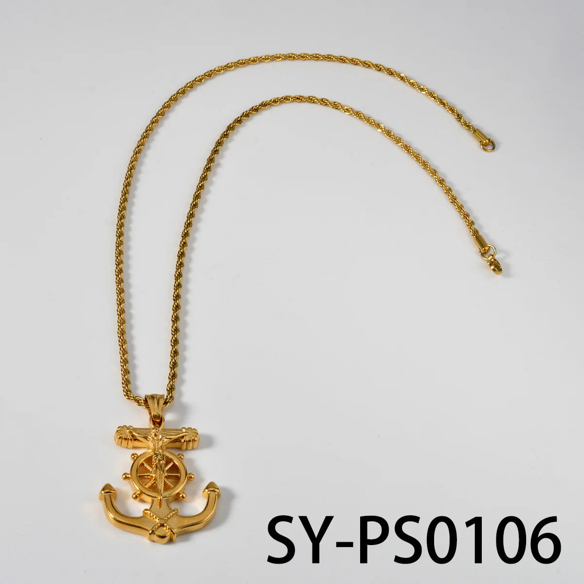 Cross Anchor Pendant Necklace — Gold-Tone Men's and Women's