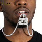 2026 Hip Hop Number 23 Pendant Necklace 4mm Rhinestone Tennis Chain Sparkling Punk Jewelry for Men Women Fashion Accessory Gift