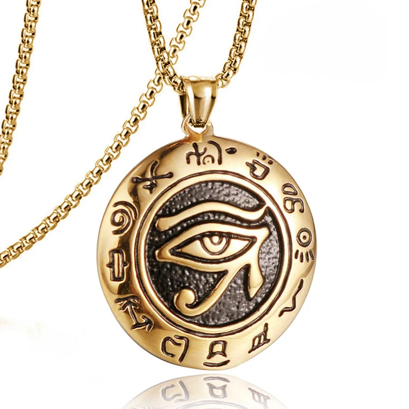 Silver Eye of Horus Pendant Necklace Statement