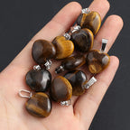 5pc Natural Stone Pendant Heart Clear Quartz Healing Crystals Stone Charms For Jewelry Making DIY Necklaces