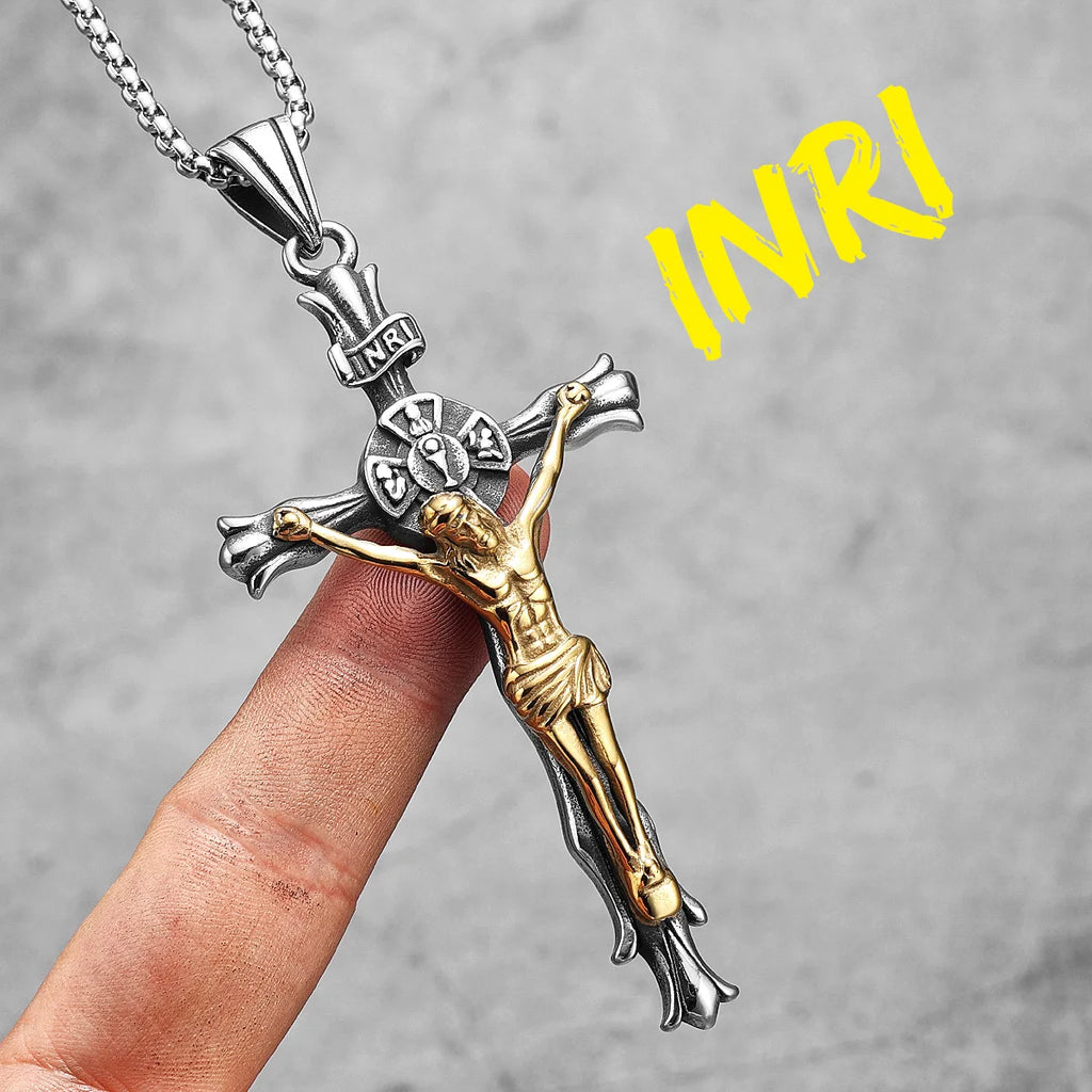 INRI Jesus Cross Pendant Necklace — Stainless Steel