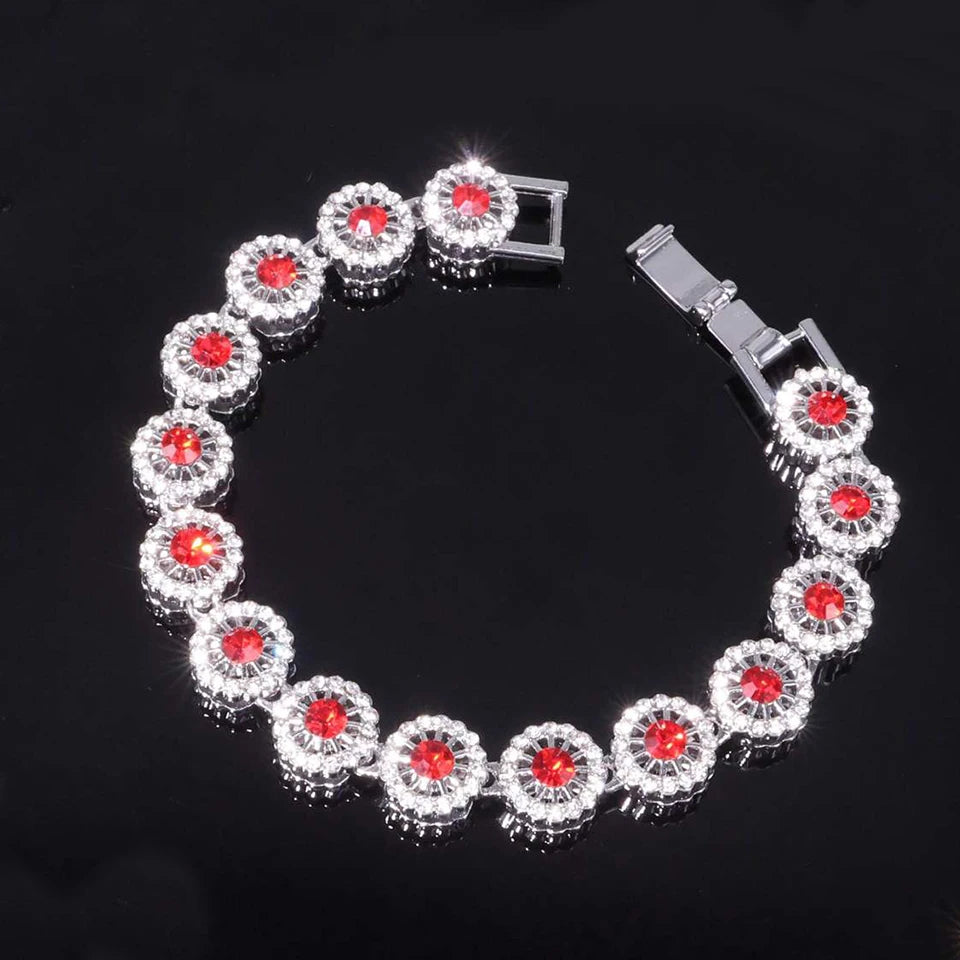 Iced Out Gold-Tone Cuban Chain Necklace Bracelet Set