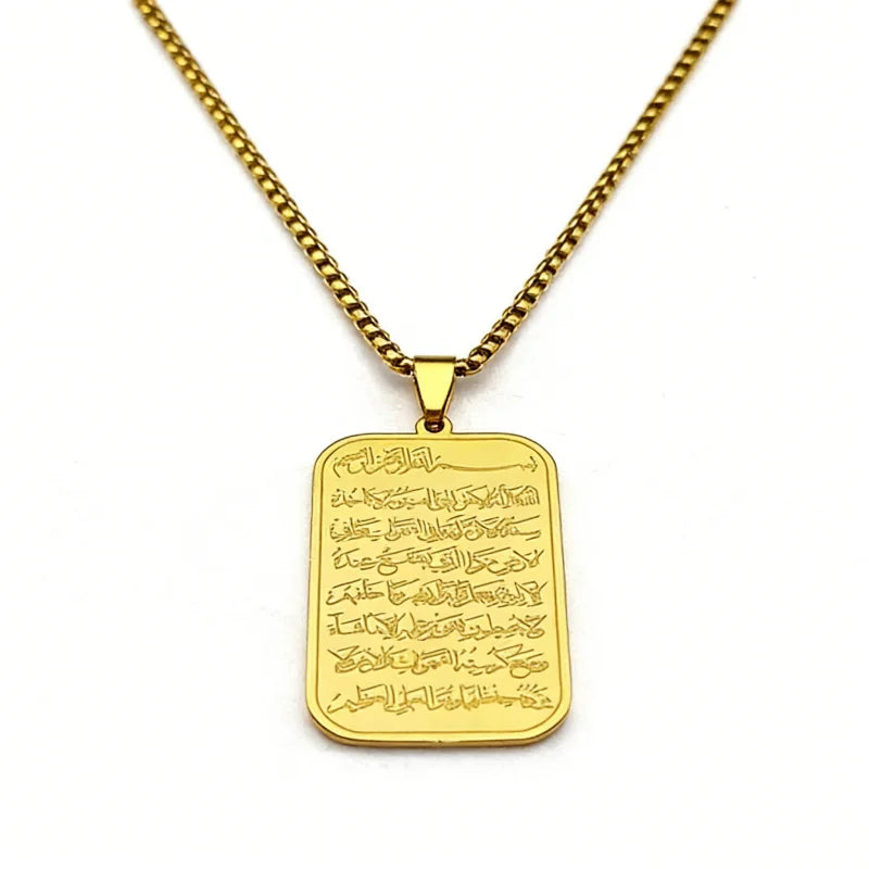 Stainless Steel Islam Religious Muslim Pendant Engraved Necklace for Women & Men Trendy All-match & Exquisite Jewelry