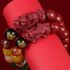 Natural Cinnabar FengShui PiXiu Lucky Red Rope Man Bracelet Good Luck Charm Wealth Attraction Protection Bracelet for